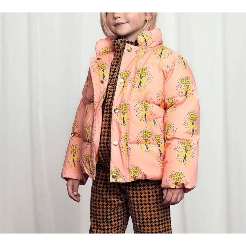 MINI RODINI Floral Printed Down Puffer Jacket Pink 7-9Y